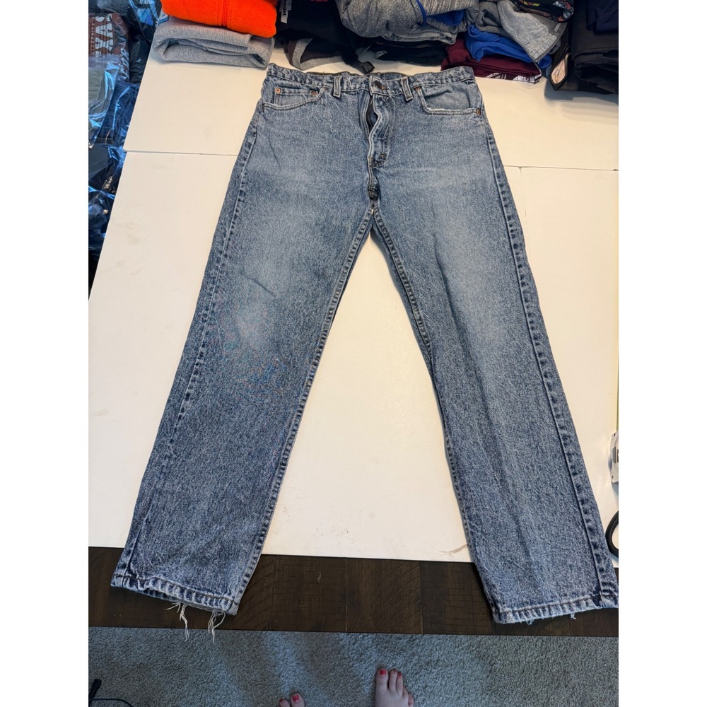 Vintage Levis 505 Light Wash Jeans Mens 32x27 Made in USA Straight Leg Denim
